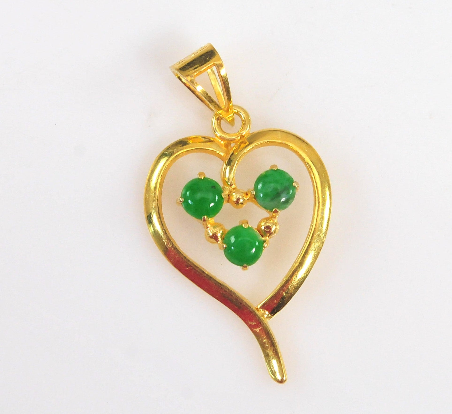 14K Gold Jade Heart Pendant