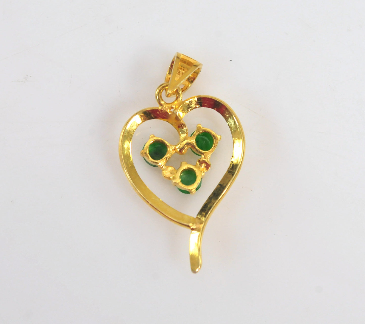 14K Gold Jade Heart Pendant