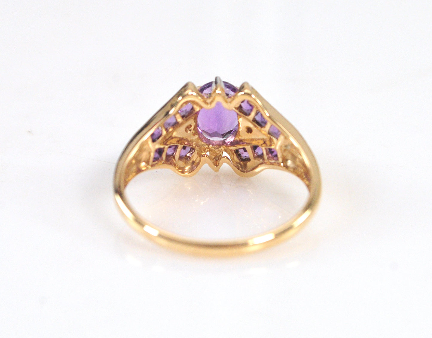 Vintage 14K Gold Amethyst and Diamond Accent Ring