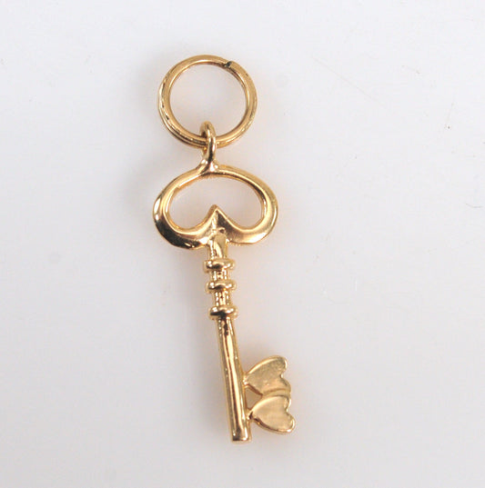 TINY 14K Gold Key Charm Pendant