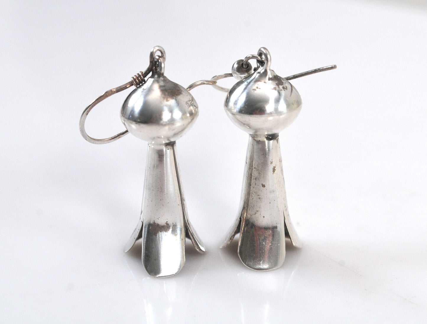 Vintage Sterling Silver Navajo Squash Blossom Earrings