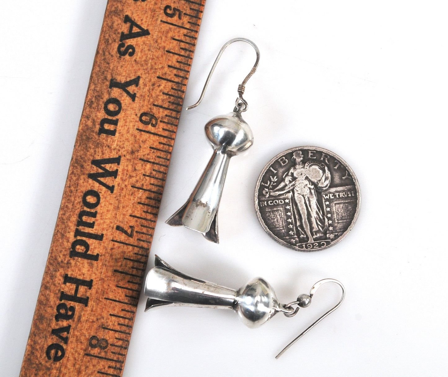 Vintage Sterling Silver Navajo Squash Blossom Earrings