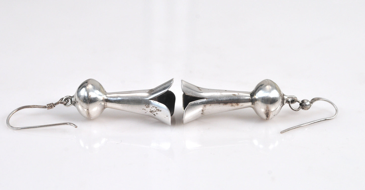 Vintage Sterling Silver Navajo Squash Blossom Earrings