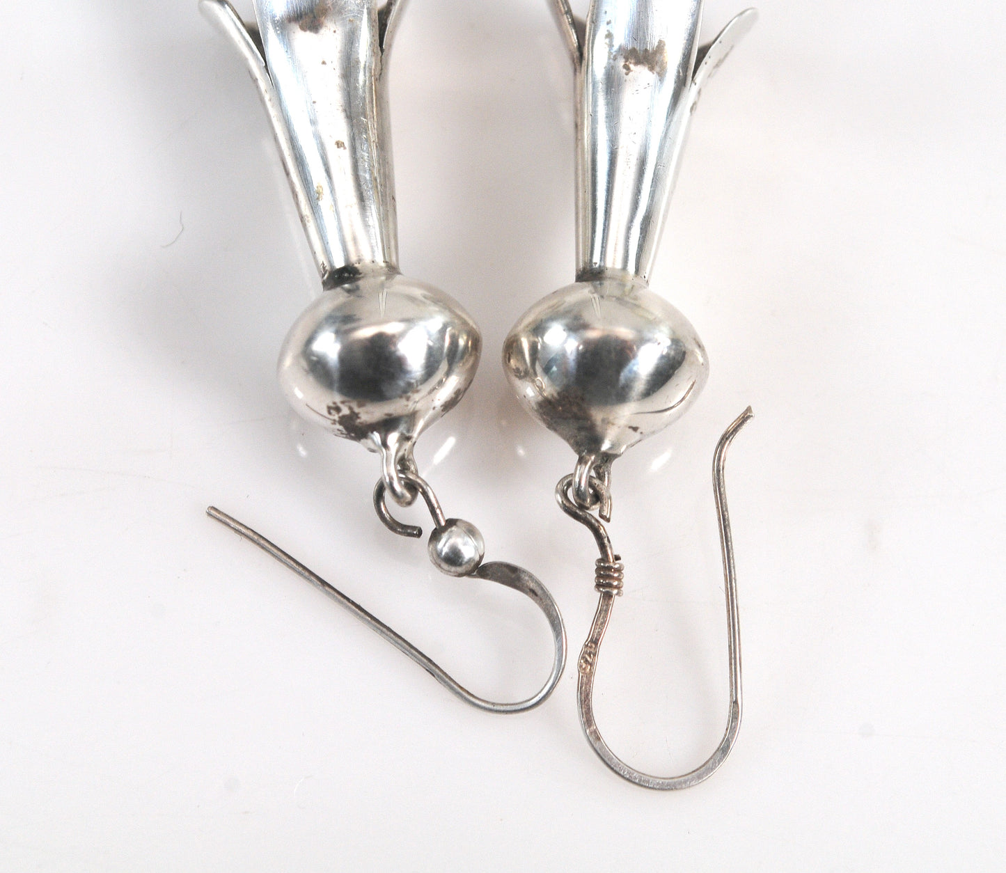 Vintage Sterling Silver Navajo Squash Blossom Earrings