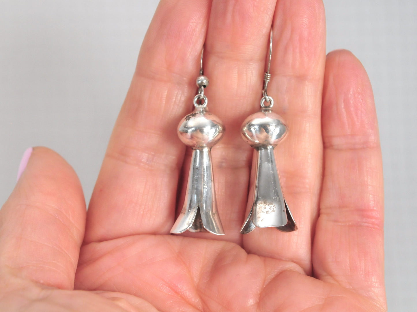 Vintage Sterling Silver Navajo Squash Blossom Earrings