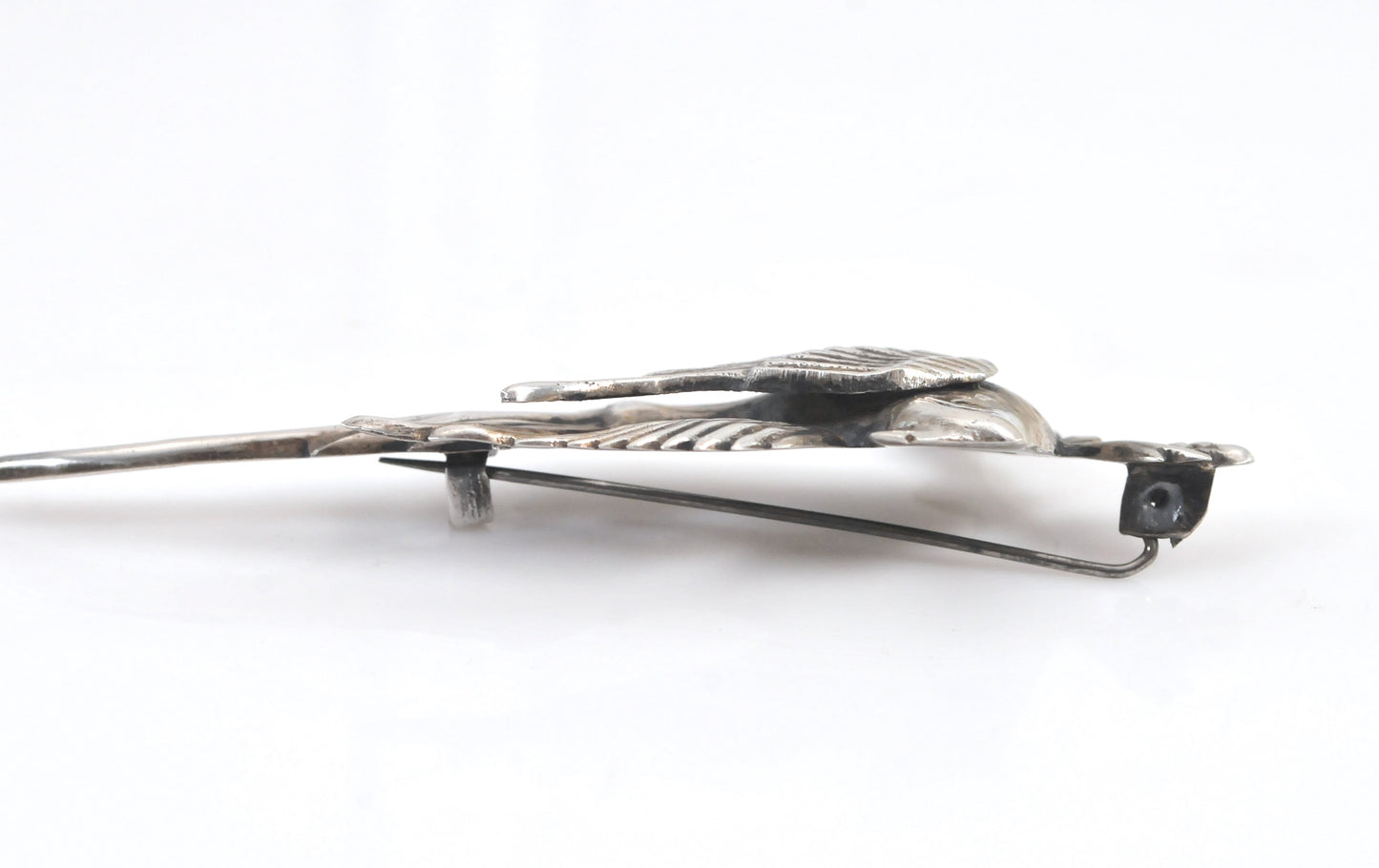 Large Sterling Silver Cardinal Bird Brooch