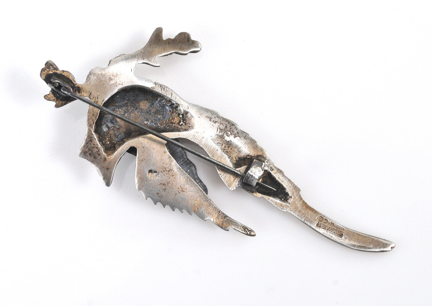 Large Sterling Silver Cardinal Bird Brooch
