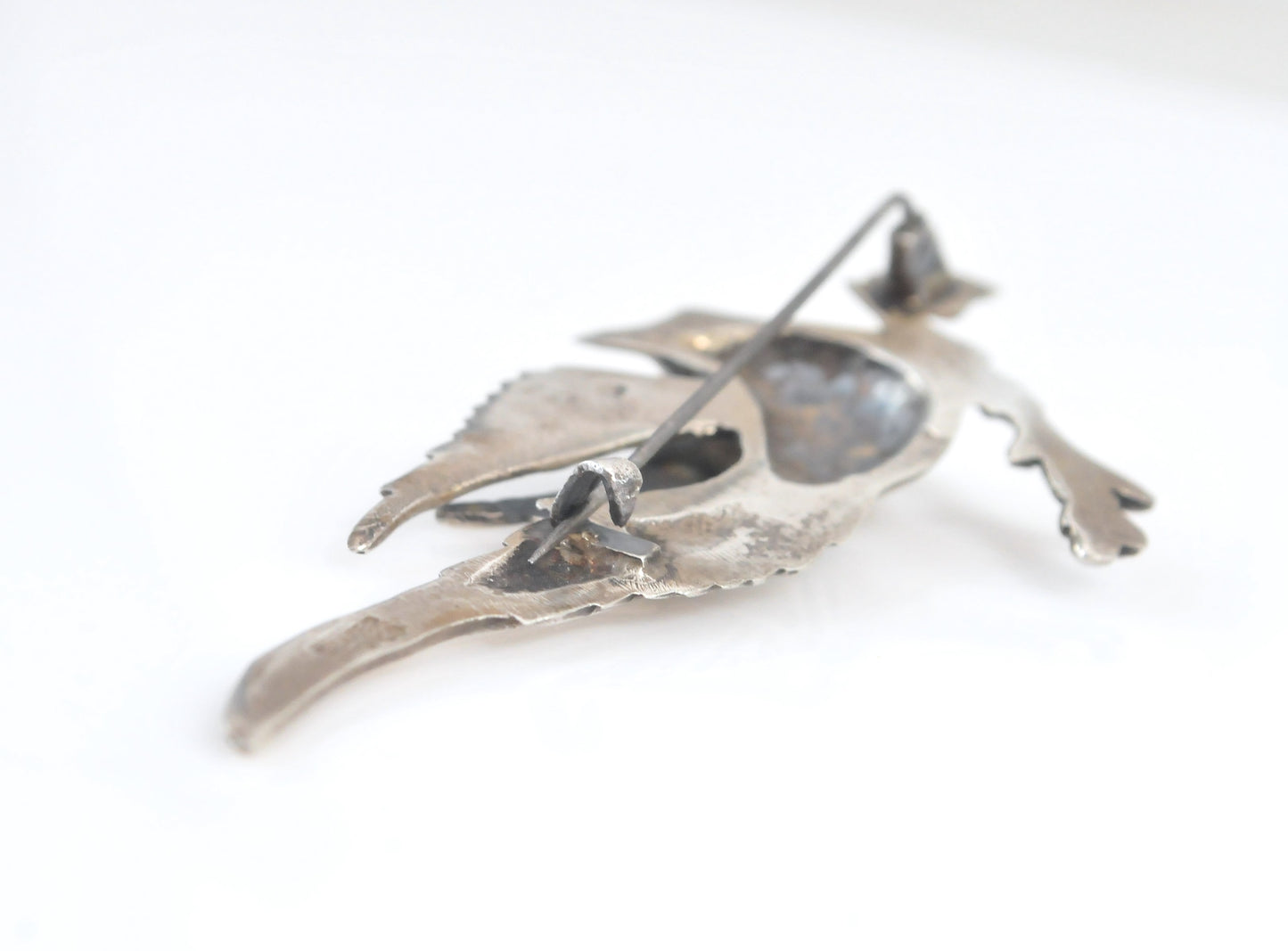 Large Sterling Silver Cardinal Bird Brooch