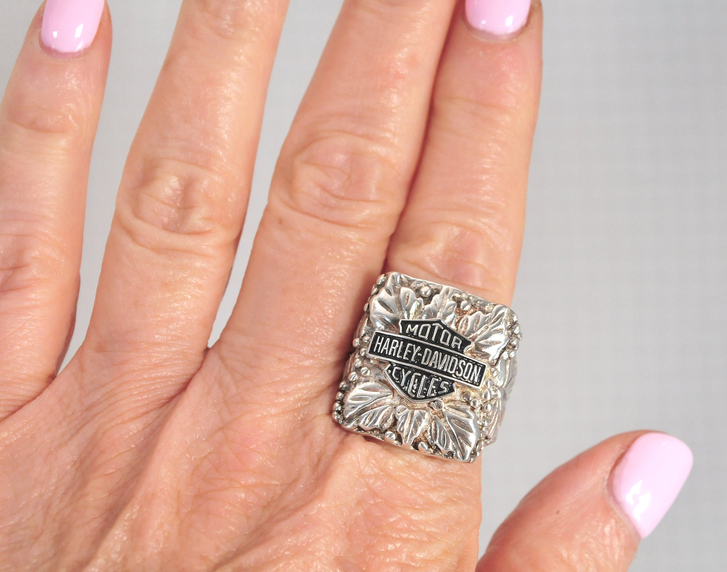 Vintage Signed Sterling Silver Harley Davidson Ring