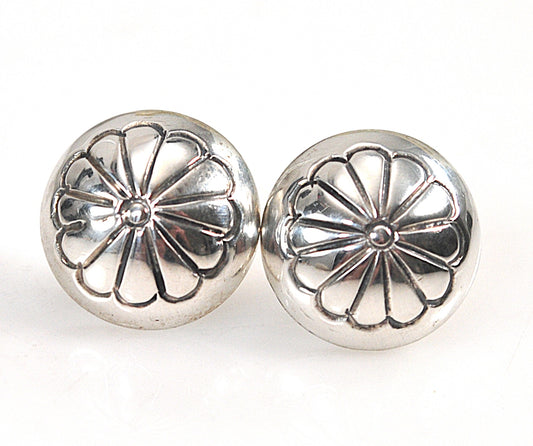 Native American Sterling Silver Concho Stud Earrings