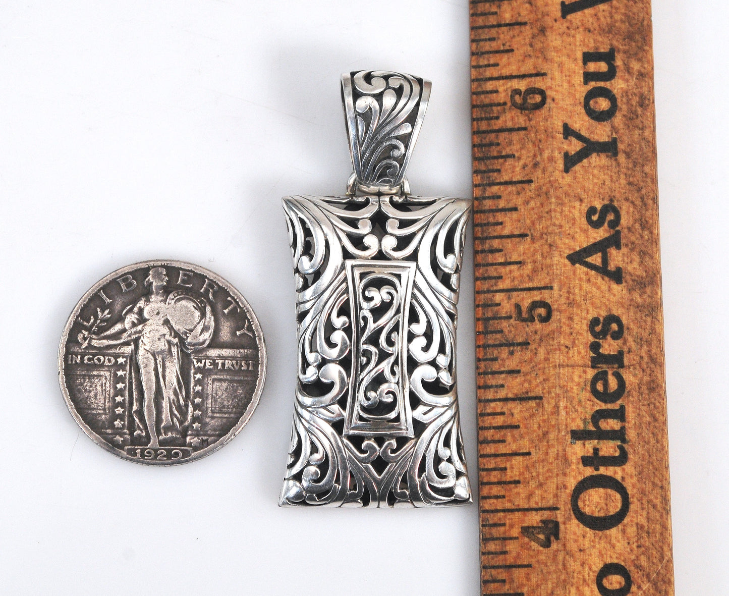 Ornate Sterling Silver Bali Filagree Pendant
