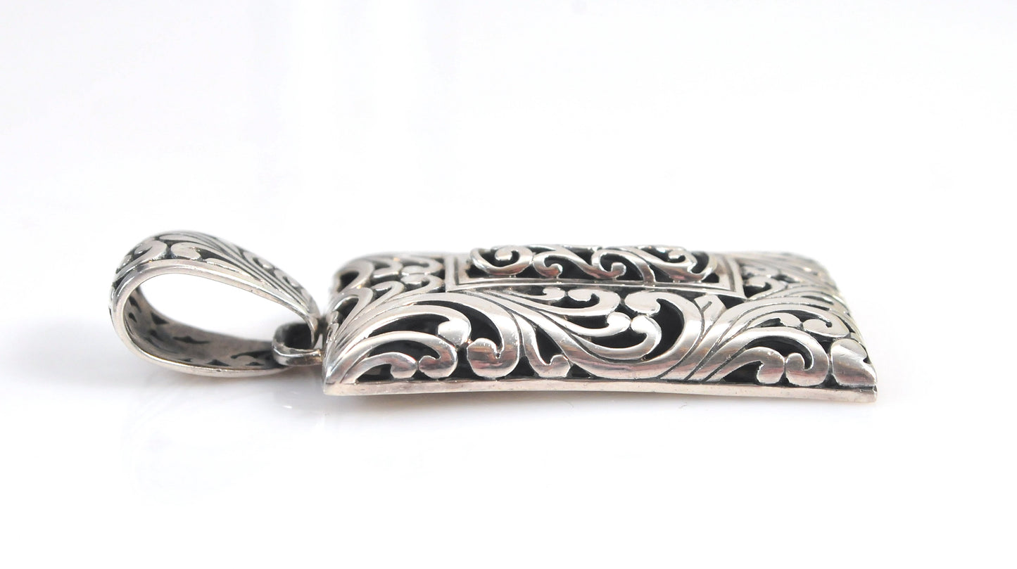 Ornate Sterling Silver Bali Filagree Pendant