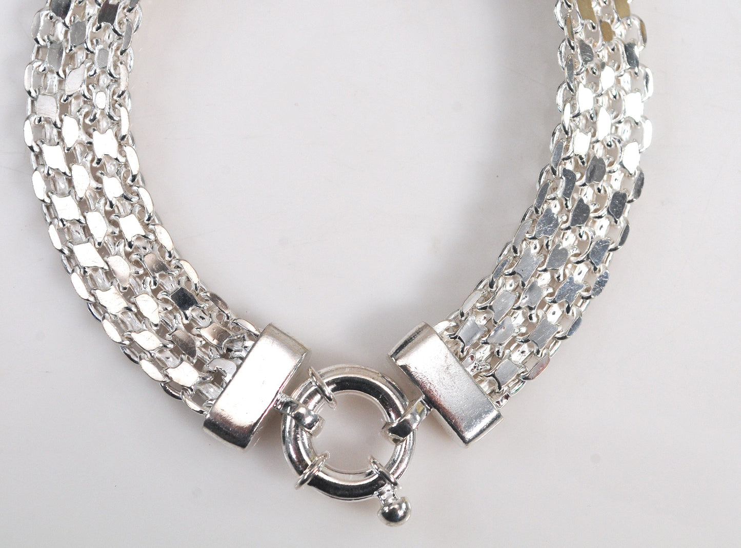 Shiny Flexible Mesh Sterling Silver Bracelet