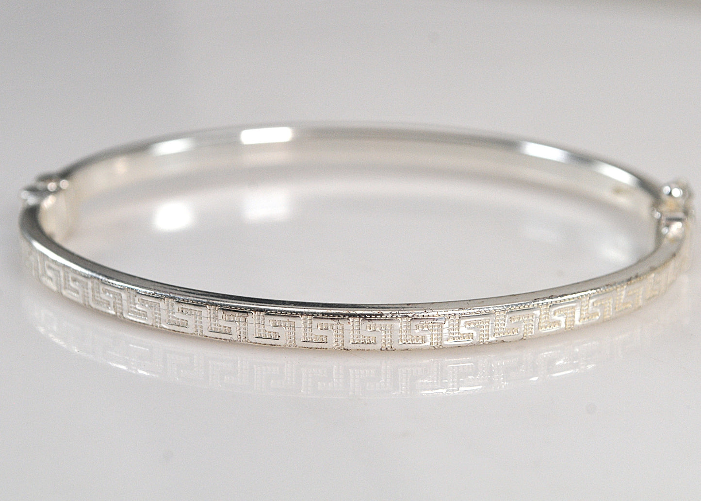 Vintage Sterling Silver Greek Key Bangle Bracelet