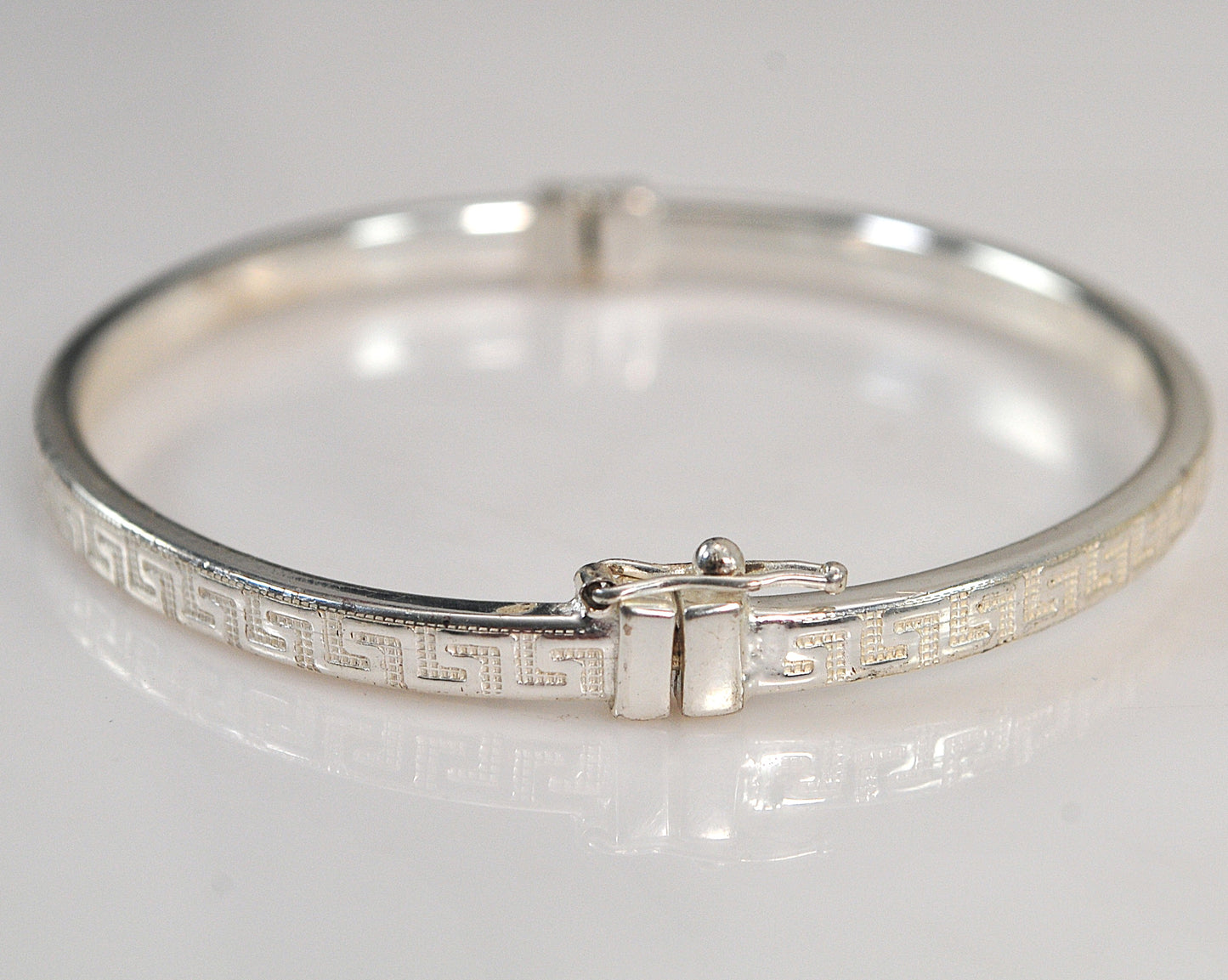 Vintage Sterling Silver Greek Key Bangle Bracelet