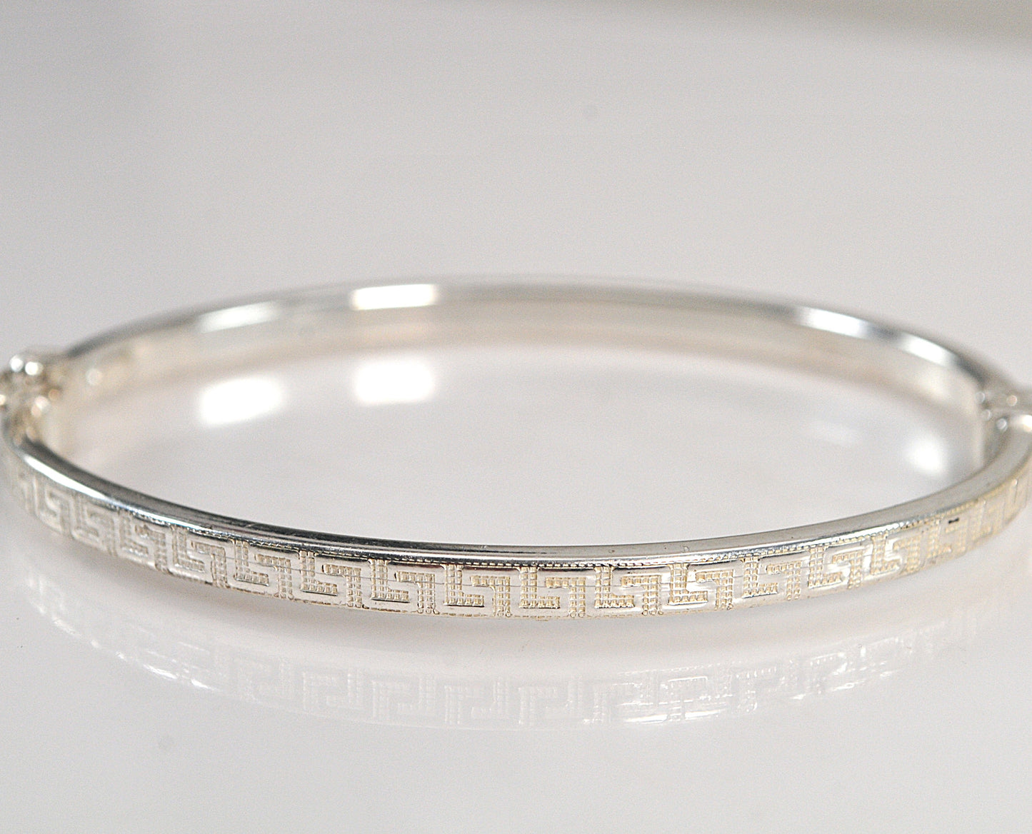 Vintage Sterling Silver Greek Key Bangle Bracelet