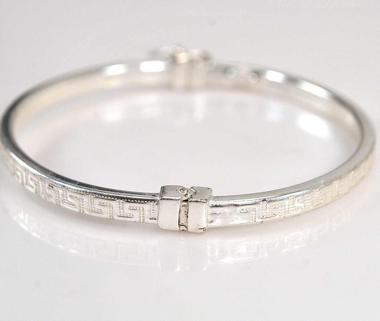 Vintage Sterling Silver Greek Key Bangle Bracelet