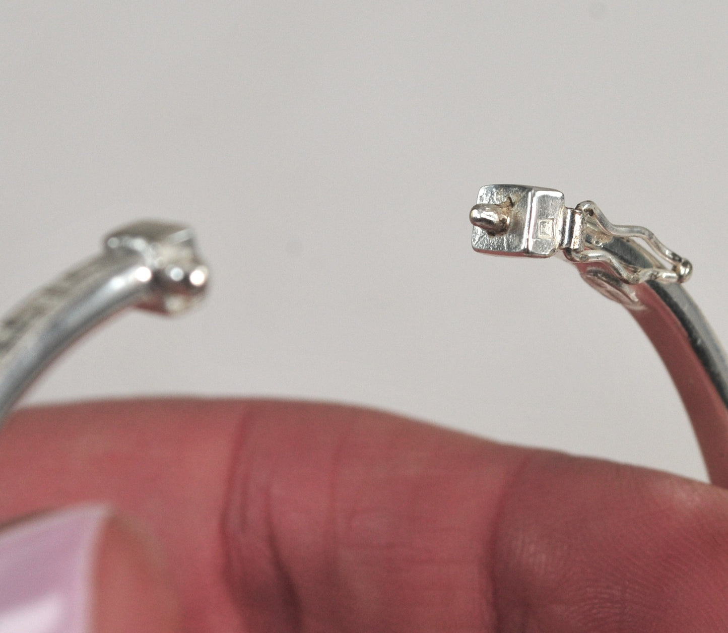 Vintage Sterling Silver Greek Key Bangle Bracelet