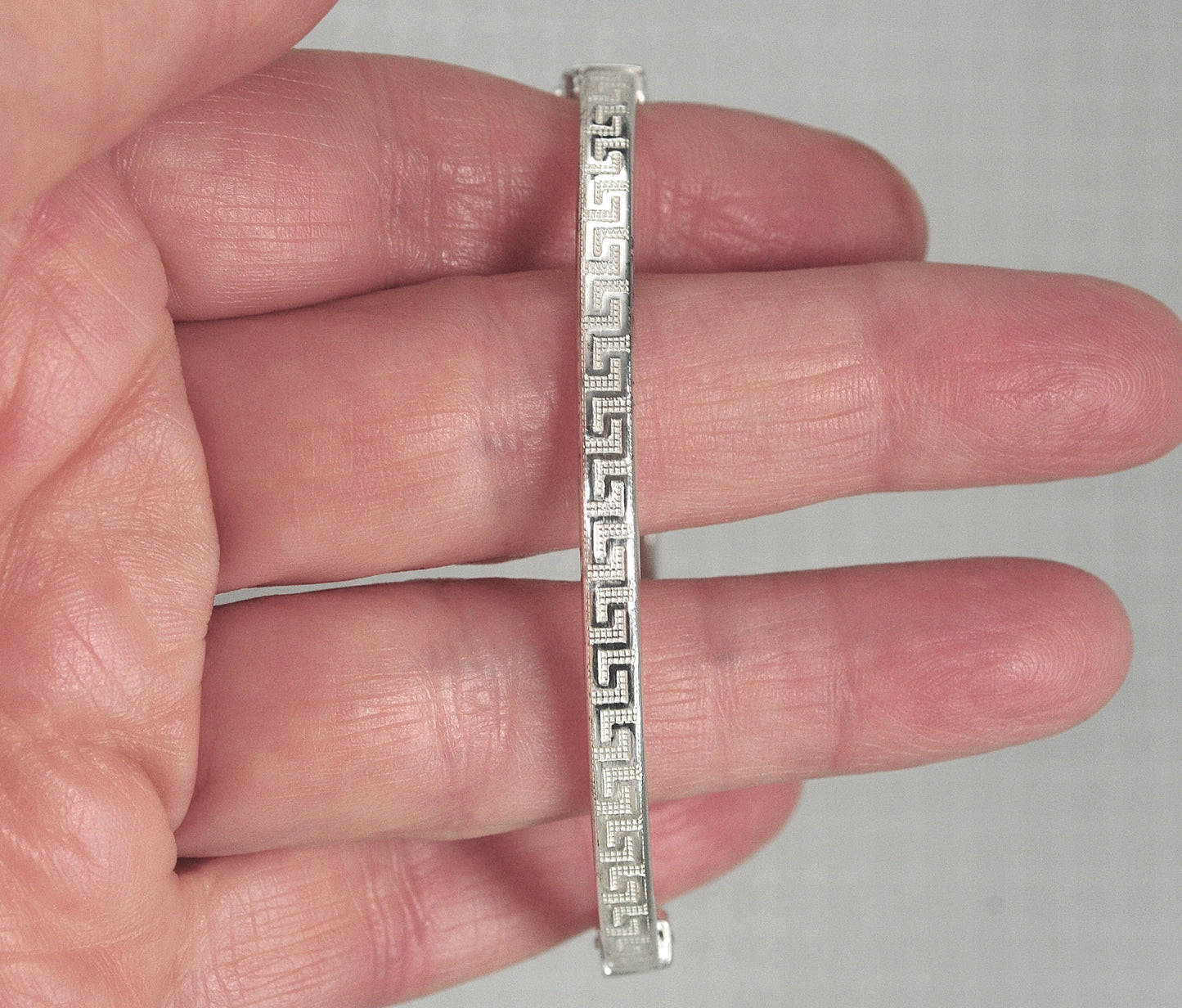 Vintage Sterling Silver Greek Key Bangle Bracelet