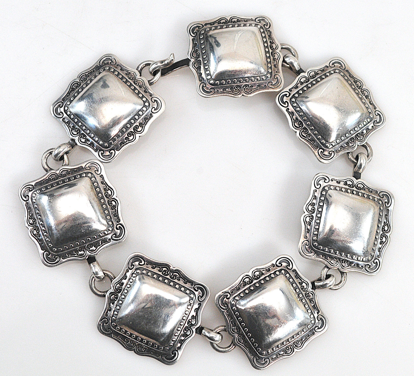 Navajo Handmade Sterling Silver Concho Bracelet