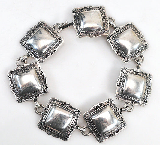 Navajo Handmade Sterling Silver Concho Bracelet