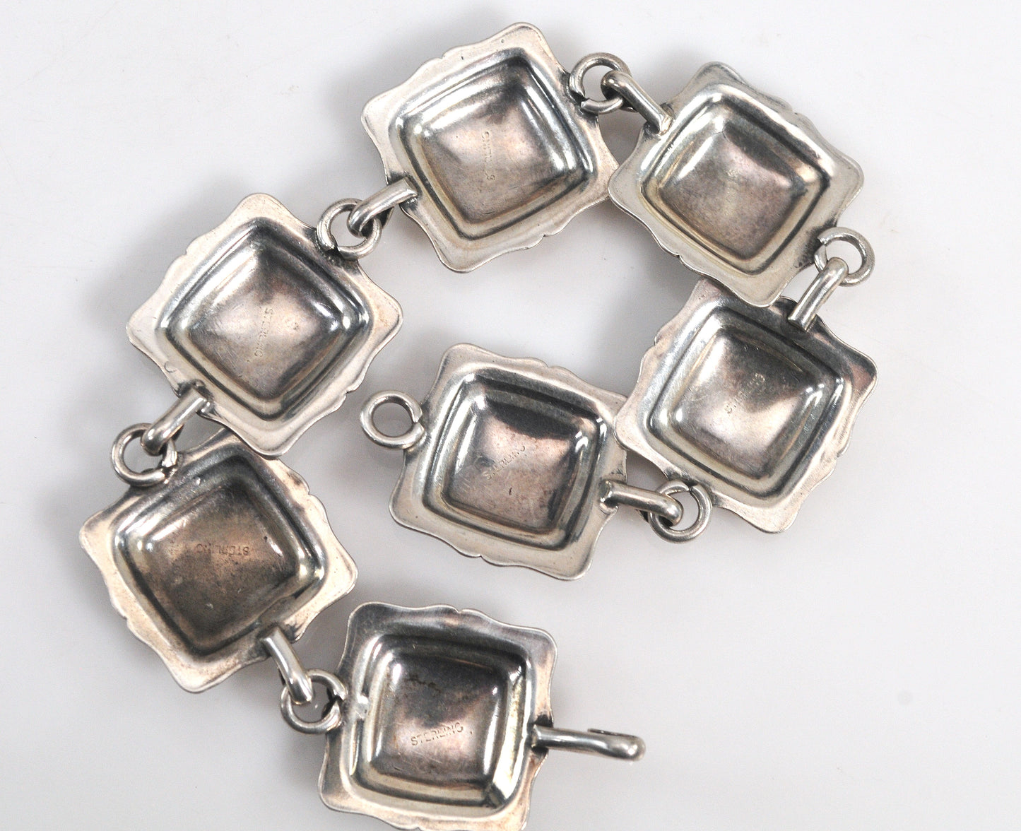 Navajo Handmade Sterling Silver Concho Bracelet