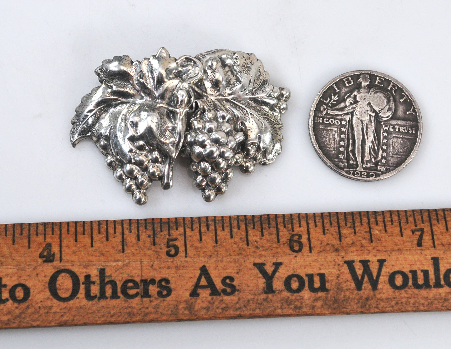 Vintage Beau Sterling Grape Brooch Pendant