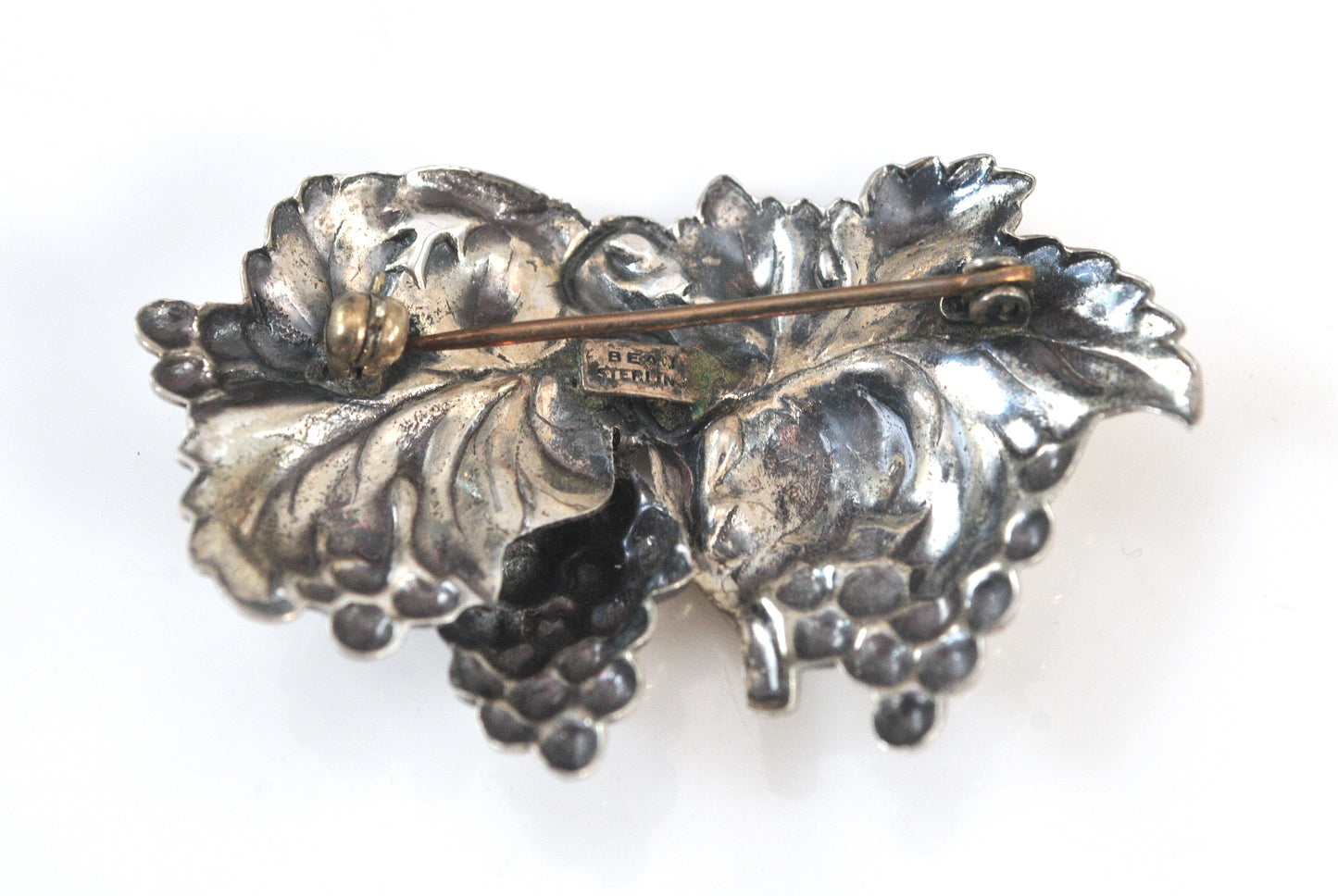 Vintage Beau Sterling Grape Brooch Pendant
