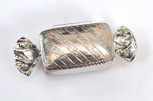 Vintage Sterling Silver Candy Wrapper Pill Box