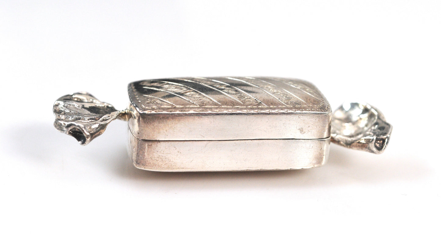 Vintage Sterling Silver Candy Wrapper Pill Box