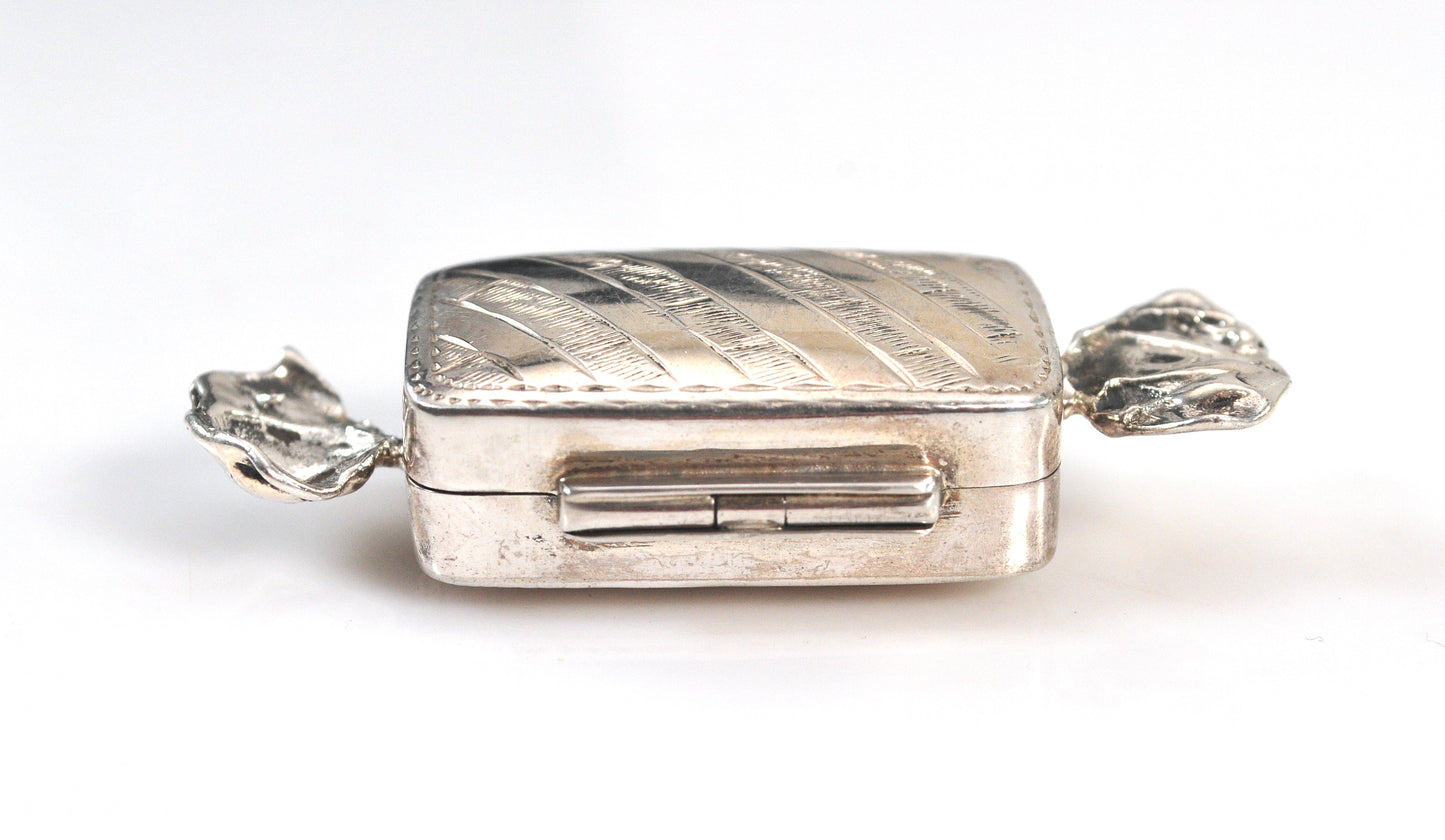 Vintage Sterling Silver Candy Wrapper Pill Box