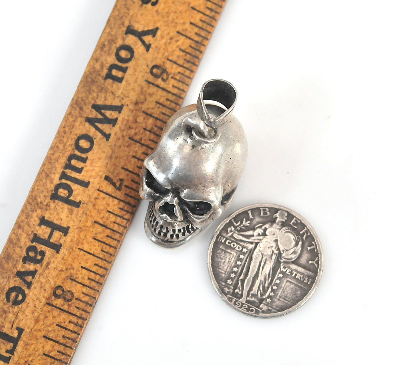 Large Sterling Silver Skull Pendant