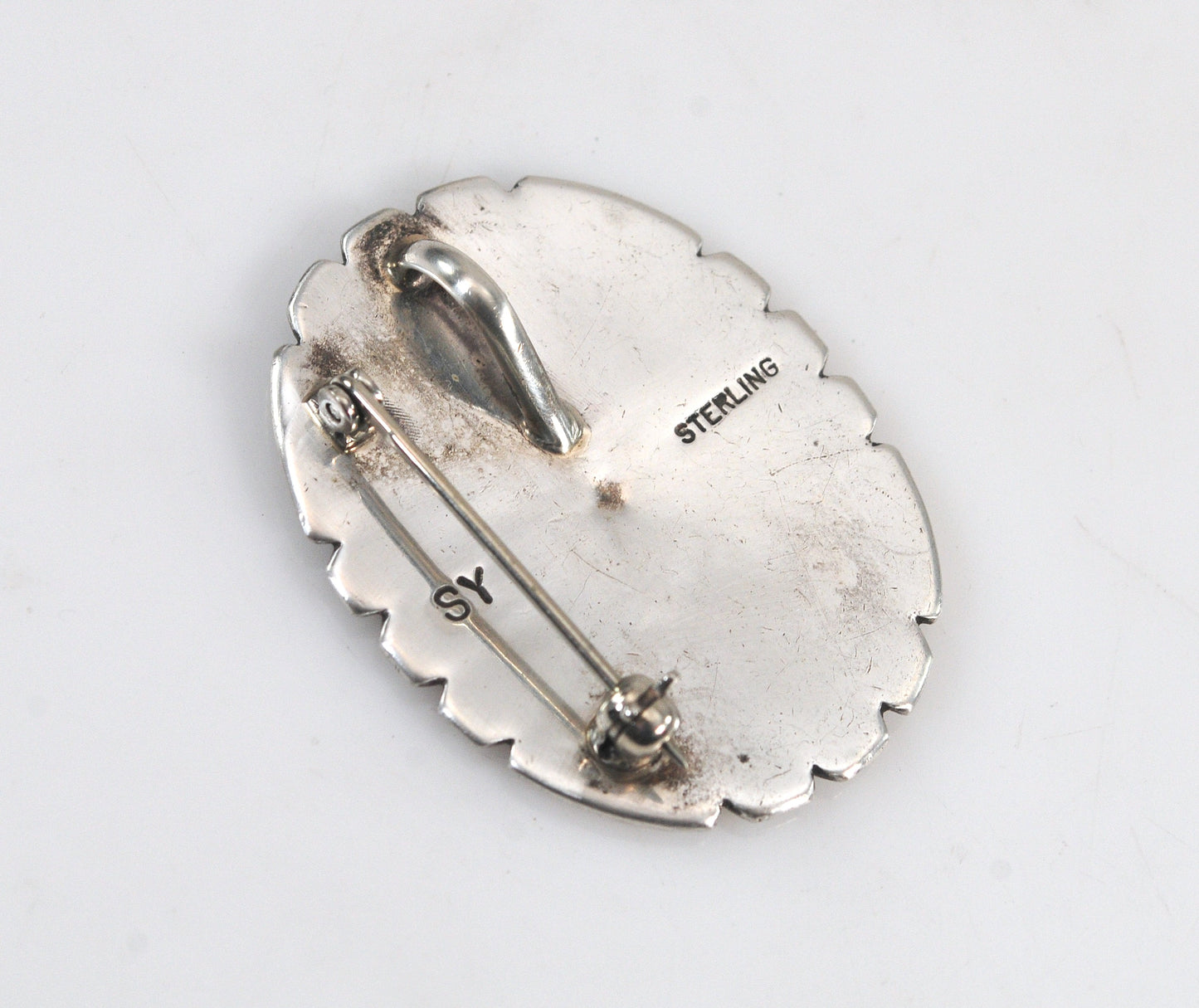 Signed Navajo Sterling Silver Brooch Pendant