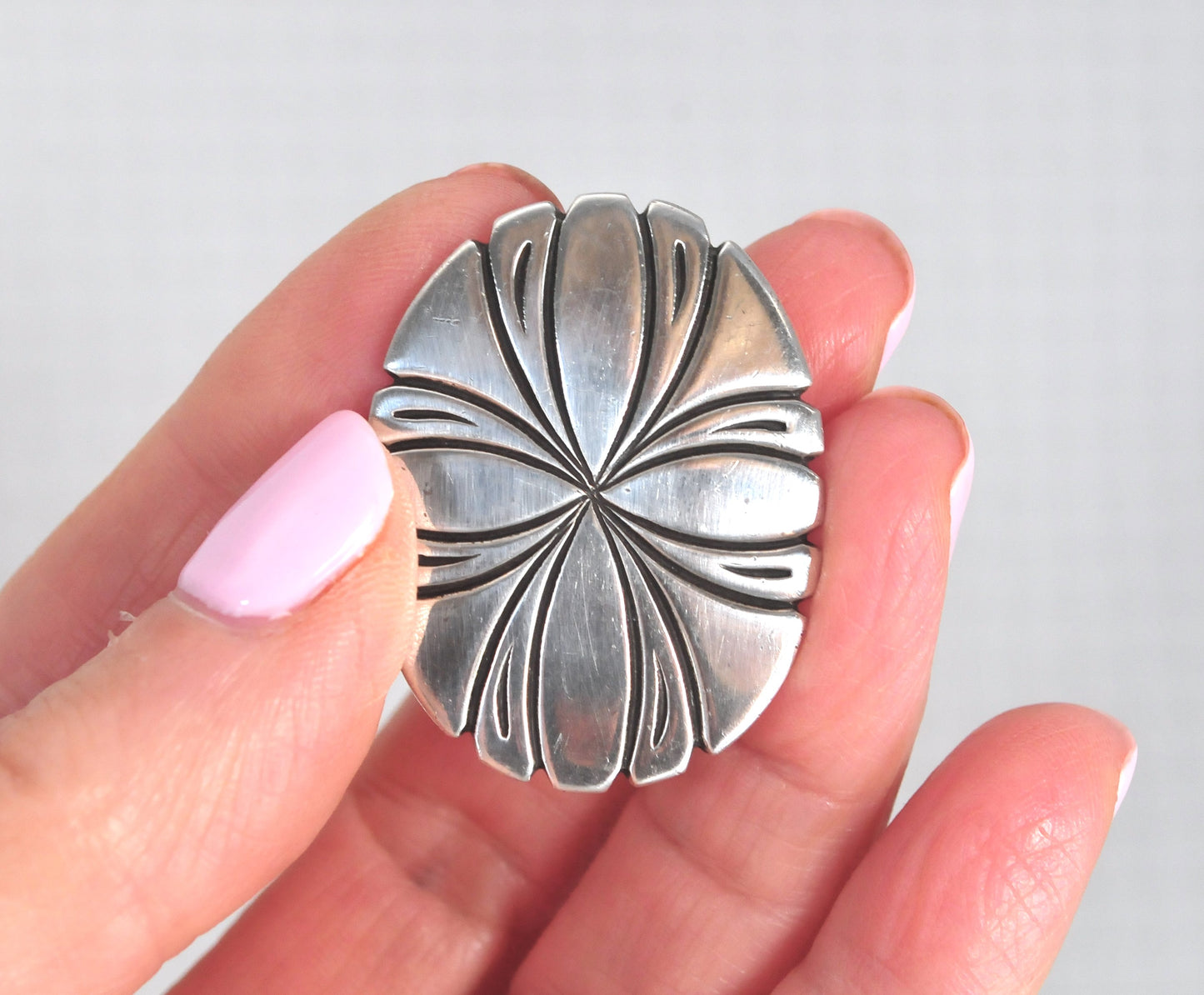 Signed Navajo Sterling Silver Brooch Pendant