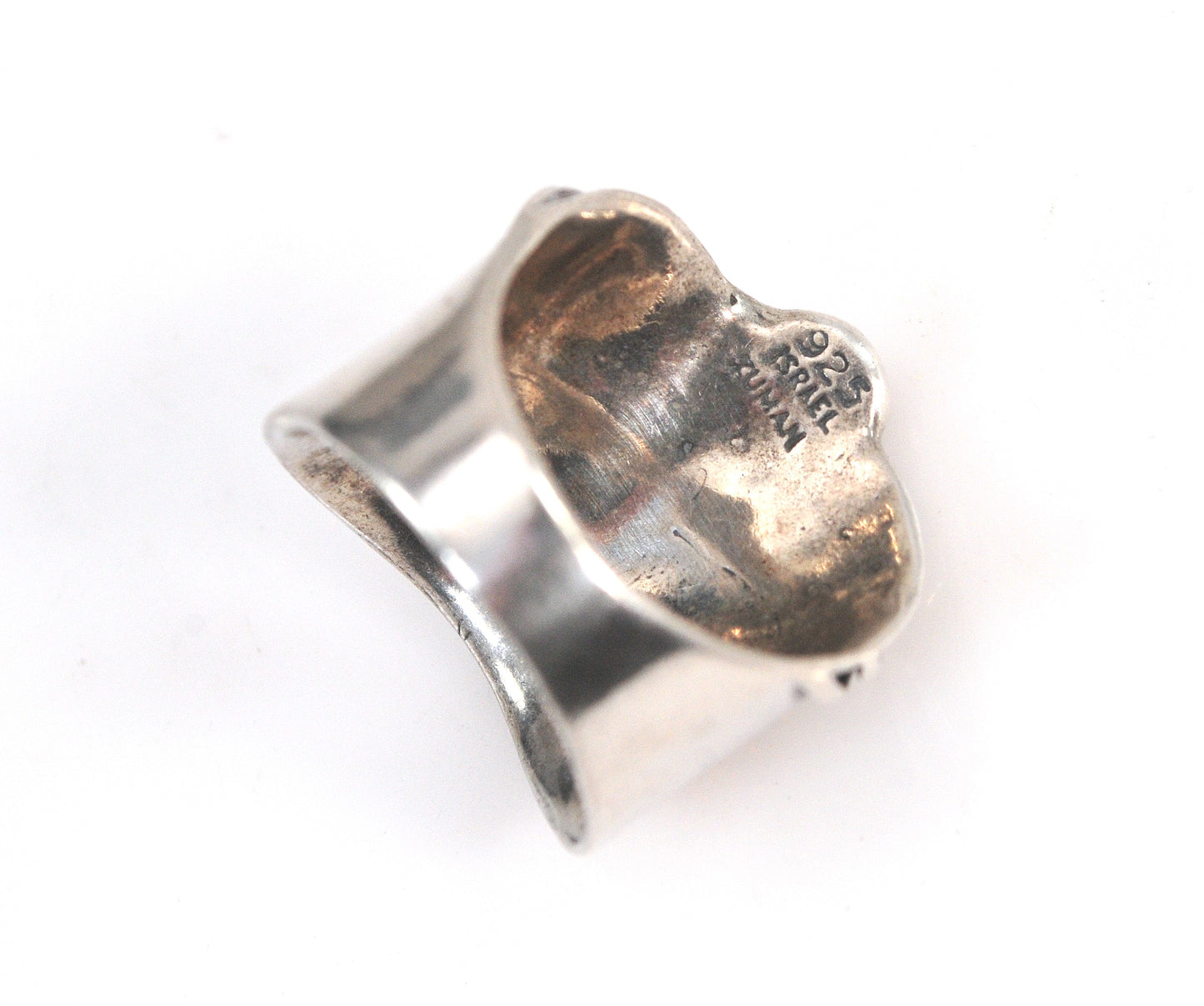 Zuman Sterling Silver Wide Garnet Band Ring