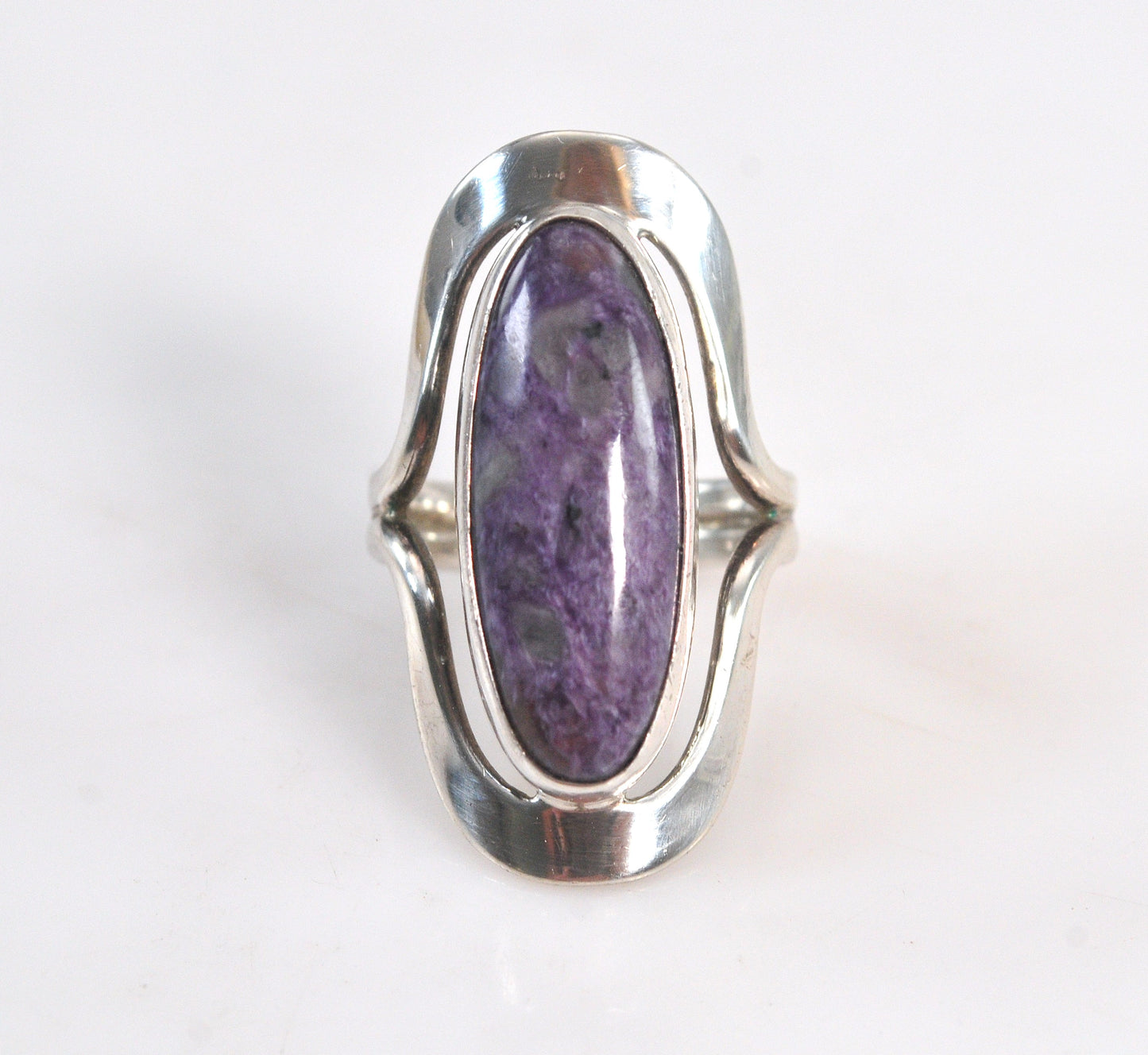 Dominique Dinouart Long Sterling Silver Charoite Ring