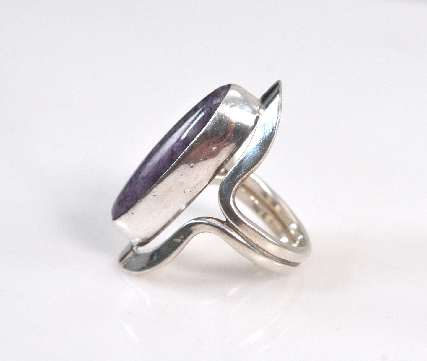Dominique Dinouart Long Sterling Silver Charoite Ring