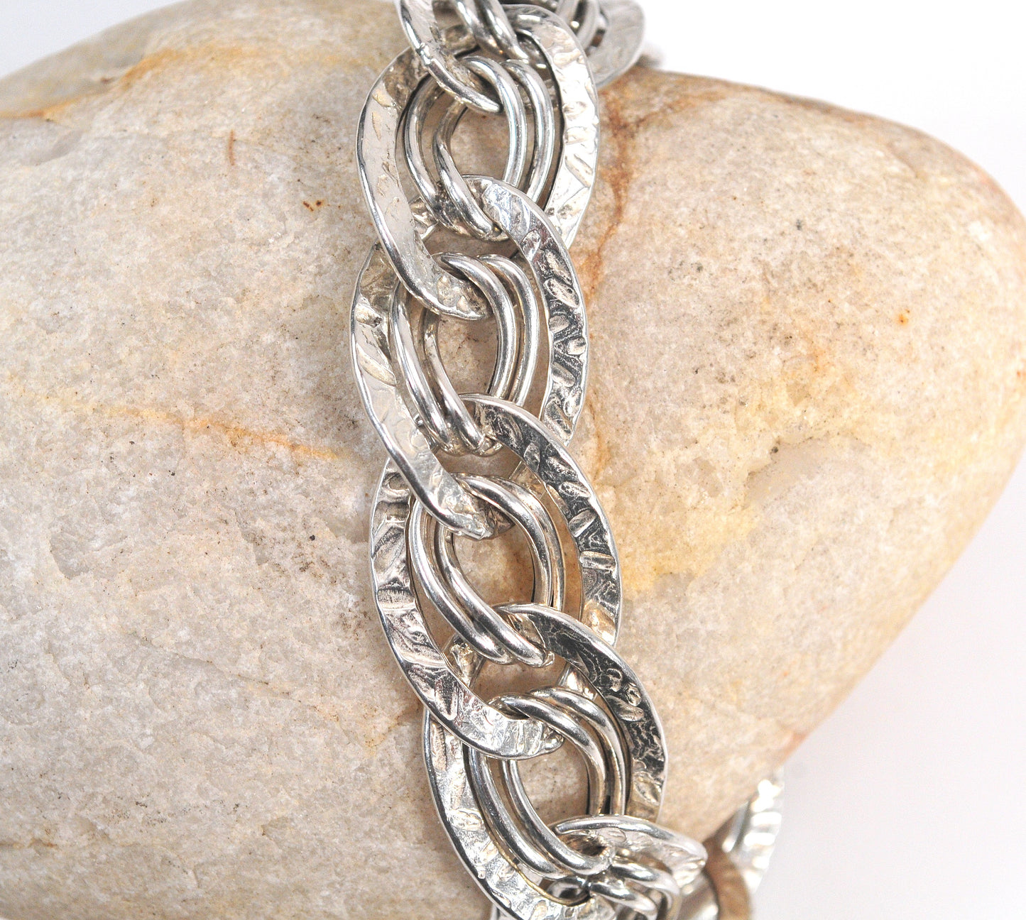 Sterling Silver Hammered Link Bracelet