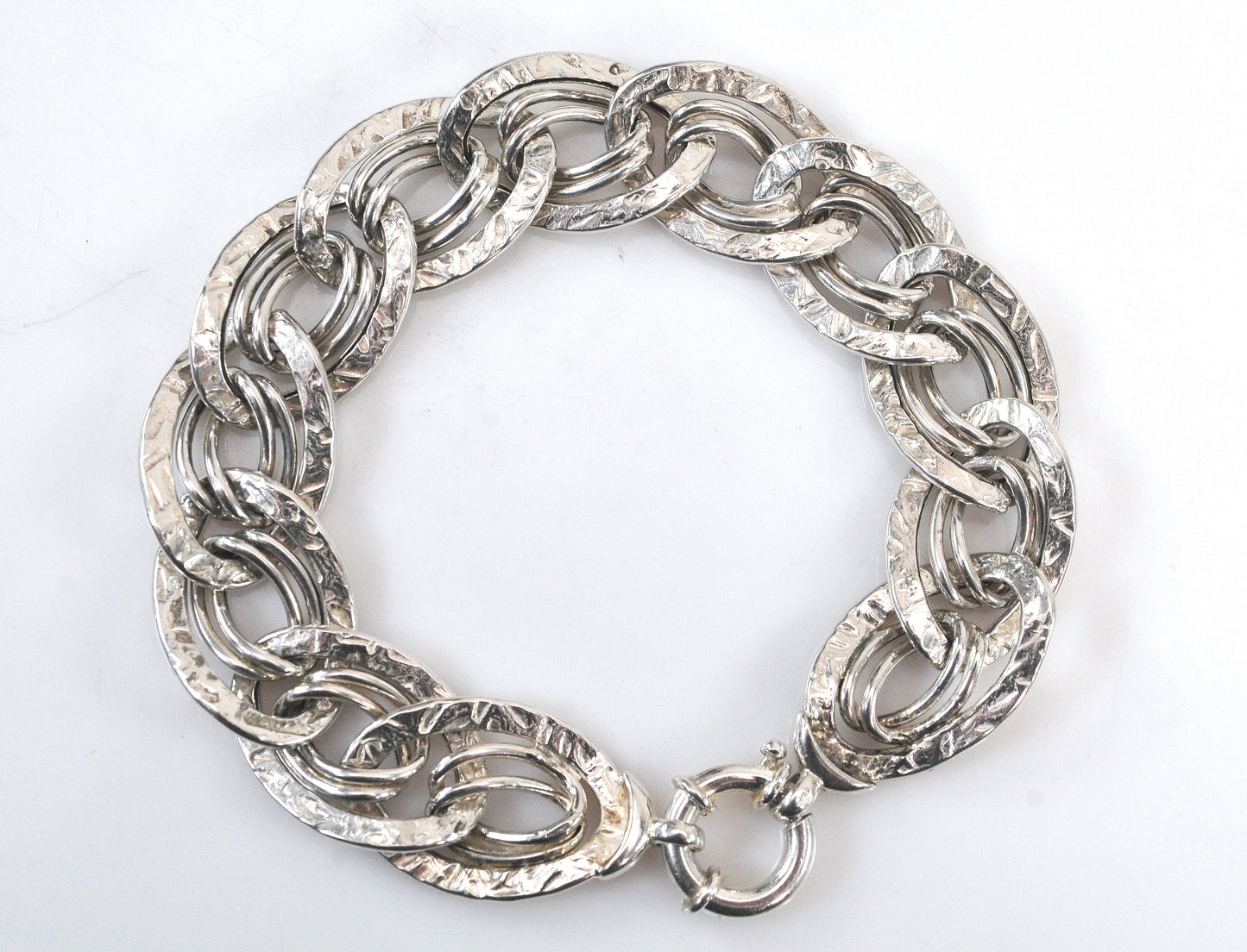 Sterling Silver Hammered Link Bracelet