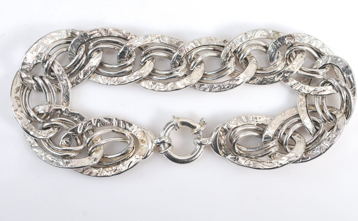 Sterling Silver Hammered Link Bracelet