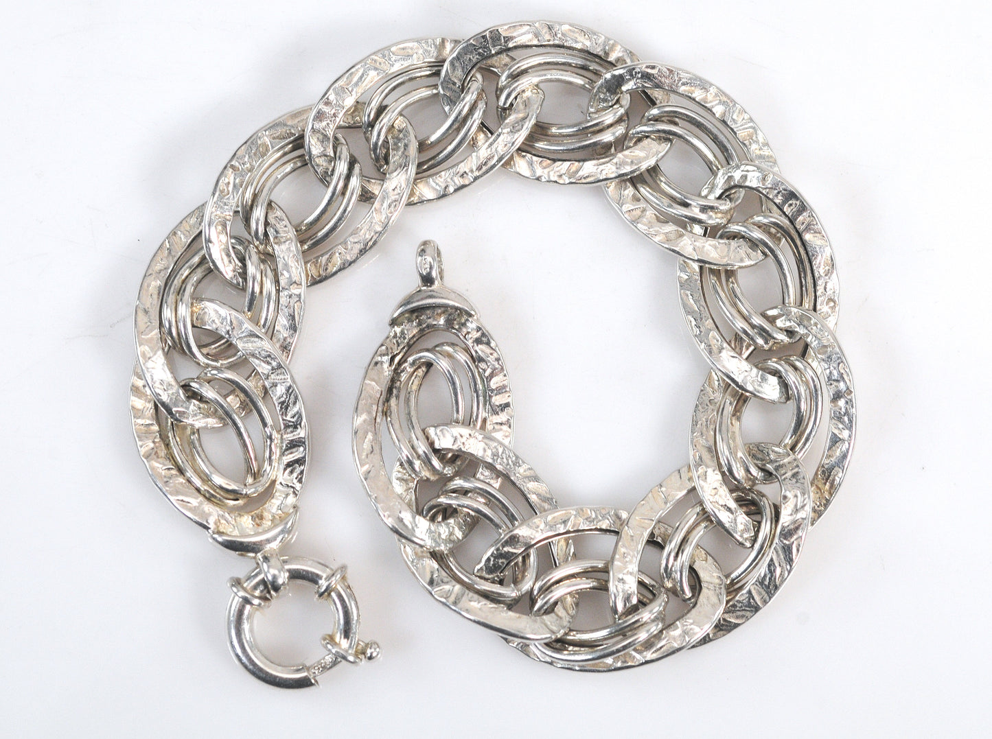 Sterling Silver Hammered Link Bracelet