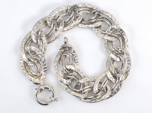 Sterling Silver Hammered Link Bracelet