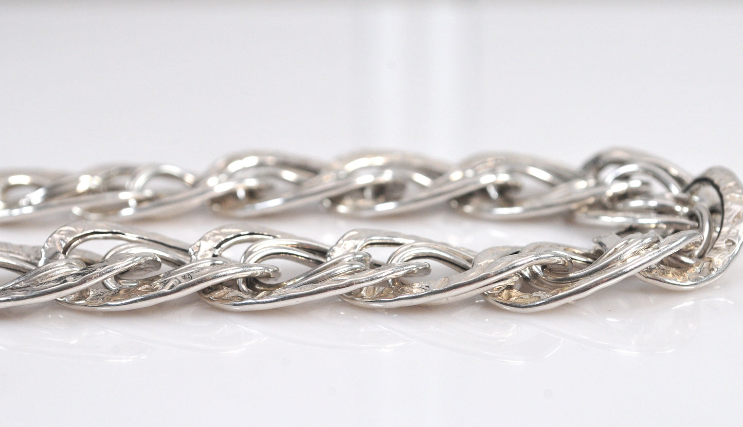 Sterling Silver Hammered Link Bracelet