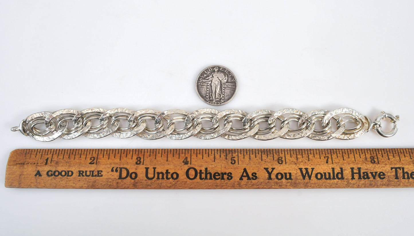 Sterling Silver Hammered Link Bracelet