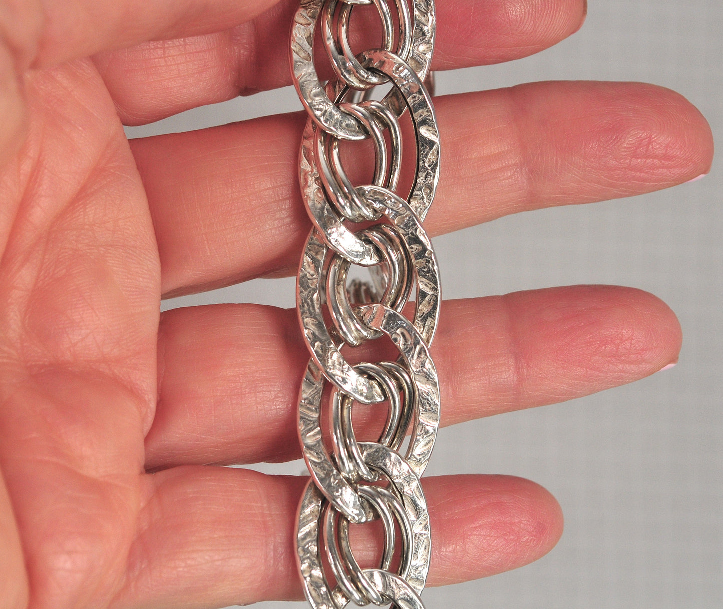 Sterling Silver Hammered Link Bracelet
