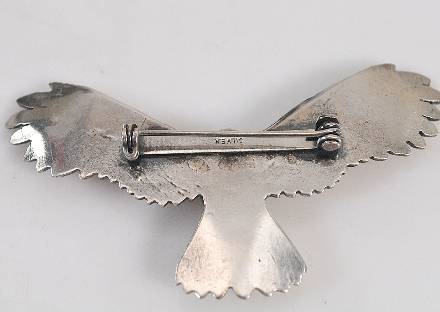 Large Sterling Silver Flying Owl Brooch
