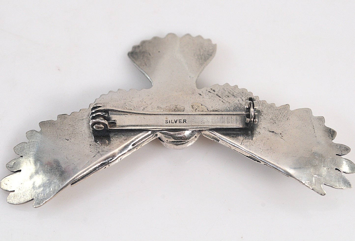 Large Sterling Silver Flying Owl Brooch