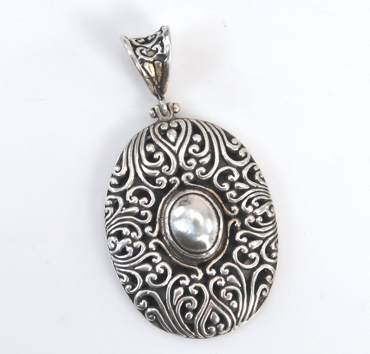 Large Sterling Silver Balinese Filagree Pendant
