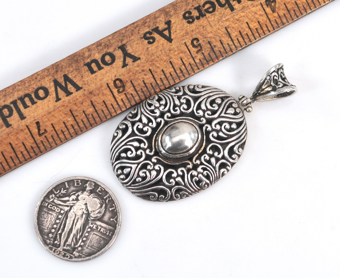 Large Sterling Silver Balinese Filagree Pendant