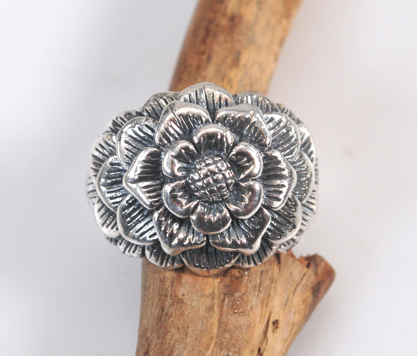 Chunky Sterling Silver Flower Ring